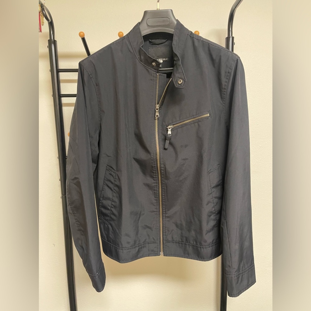 Banana Republic Men’s Black Full-Zip Moto Racer Jacket (Size Medium)